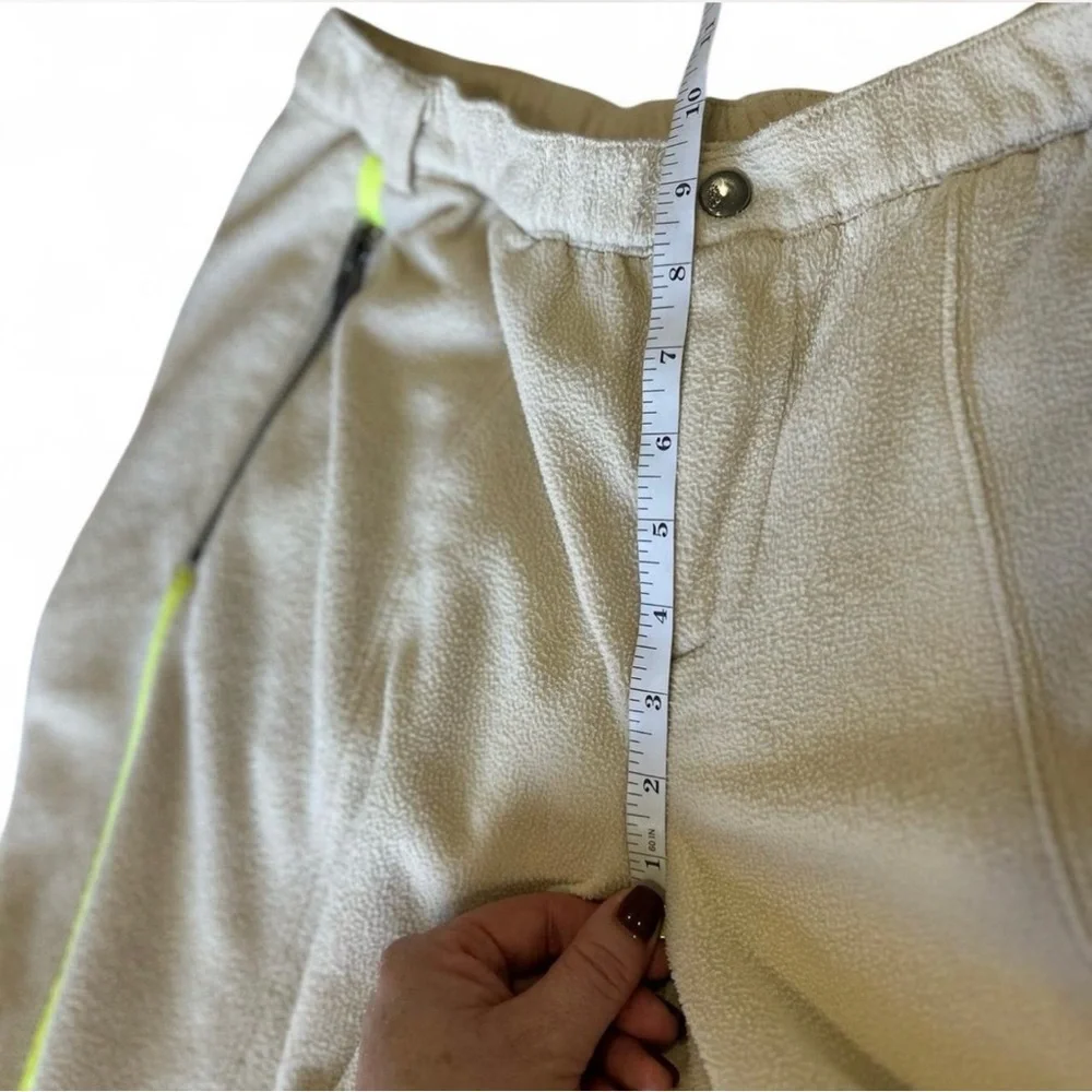 Free People Movement Arena Fleece Jogger Pants Size Small Cream Neon Ankle Zip - Picture 7 of 8